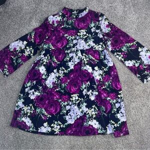 Janie and Jack Hildiay Floral Dress Size 8, magenta and lavender flowers EUC